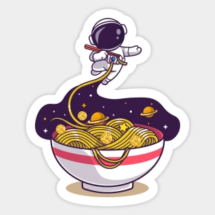 Cute astronaut eating ramen noodles Sticker